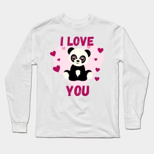 Pink I love you panda Long Sleeve T-Shirt